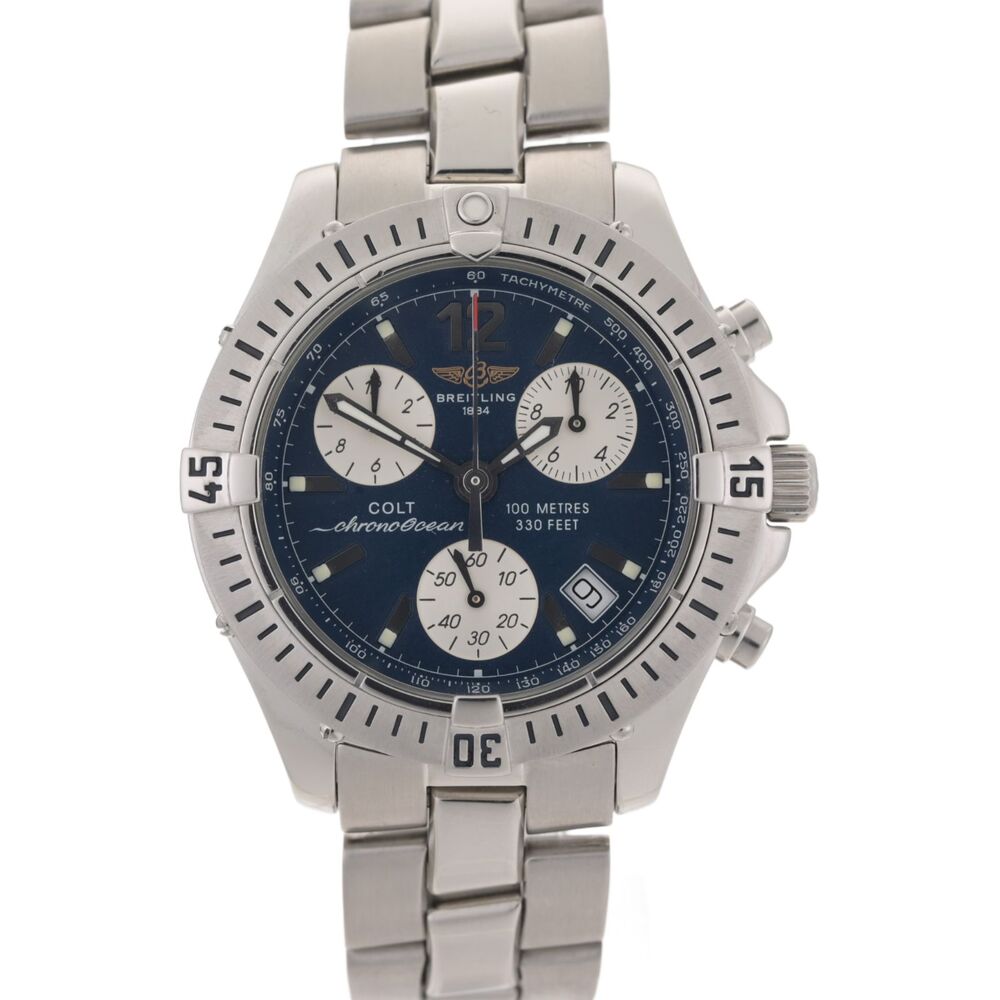 Breitling Colt Chrono Ocean A53050 Blue Dial 38mm Men's Watch Full Set